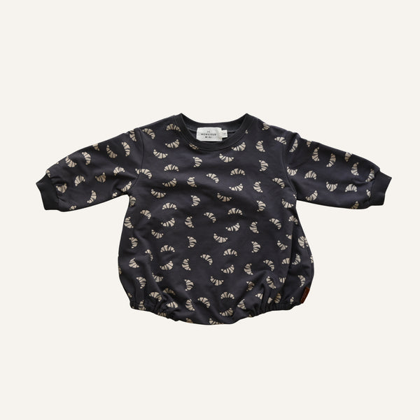 Croissant Sweat Romper - Charcoal