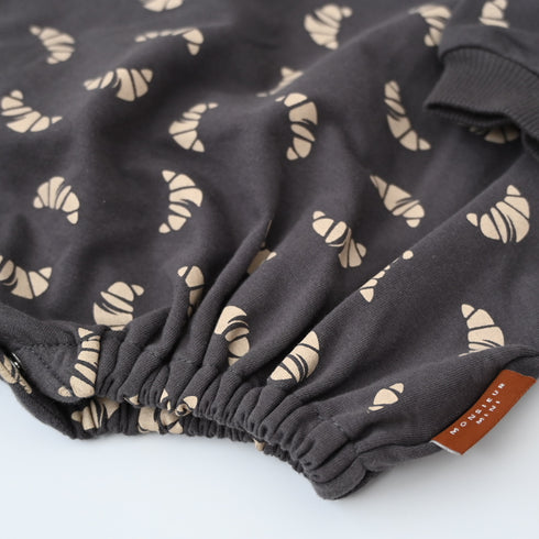 Croissant Sweat Romper - Charcoal