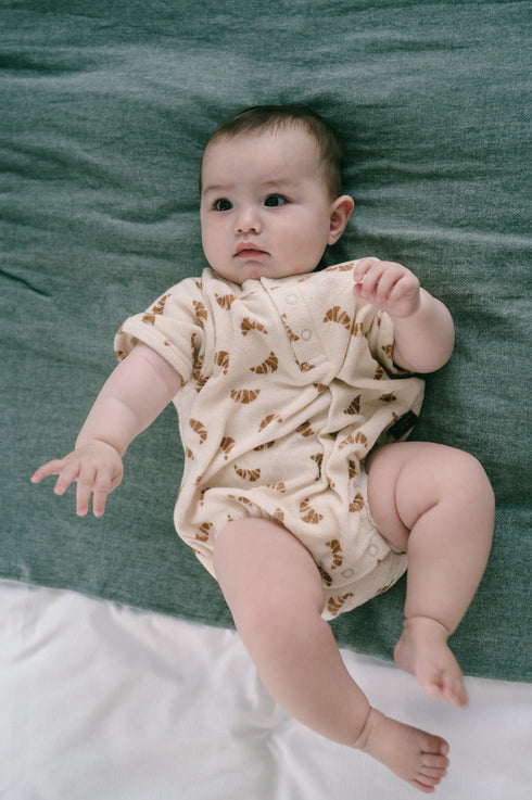 Croissant terry romper - Cream