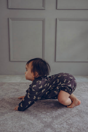 Croissant Sweat Romper - Charcoal