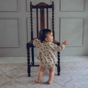 Croissant Sweat Romper - Beige