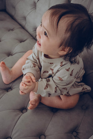Croissant Sweat Romper - Beige