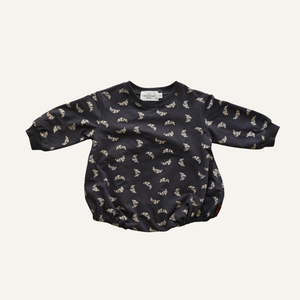 Croissant Sweat Romper - Charcoal