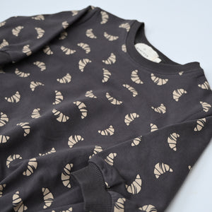 Croissant Sweat Romper - Charcoal