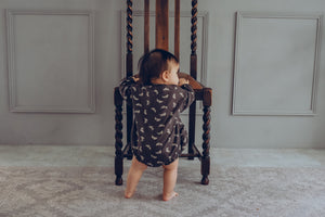 Croissant Sweat Romper - Charcoal