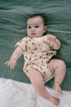 Croissant terry romper - Cream