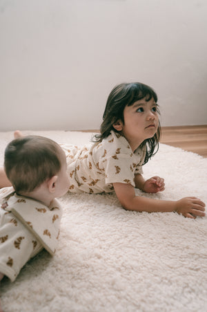Croissant terry romper - Cream