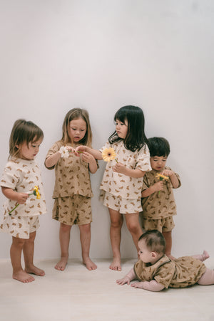 Croissant terry romper - Brown