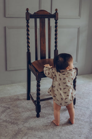 Croissant Sweat Romper - Beige